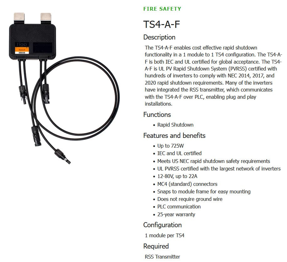 Tigo TS4-A-F Dedicated Rapid Shutdown